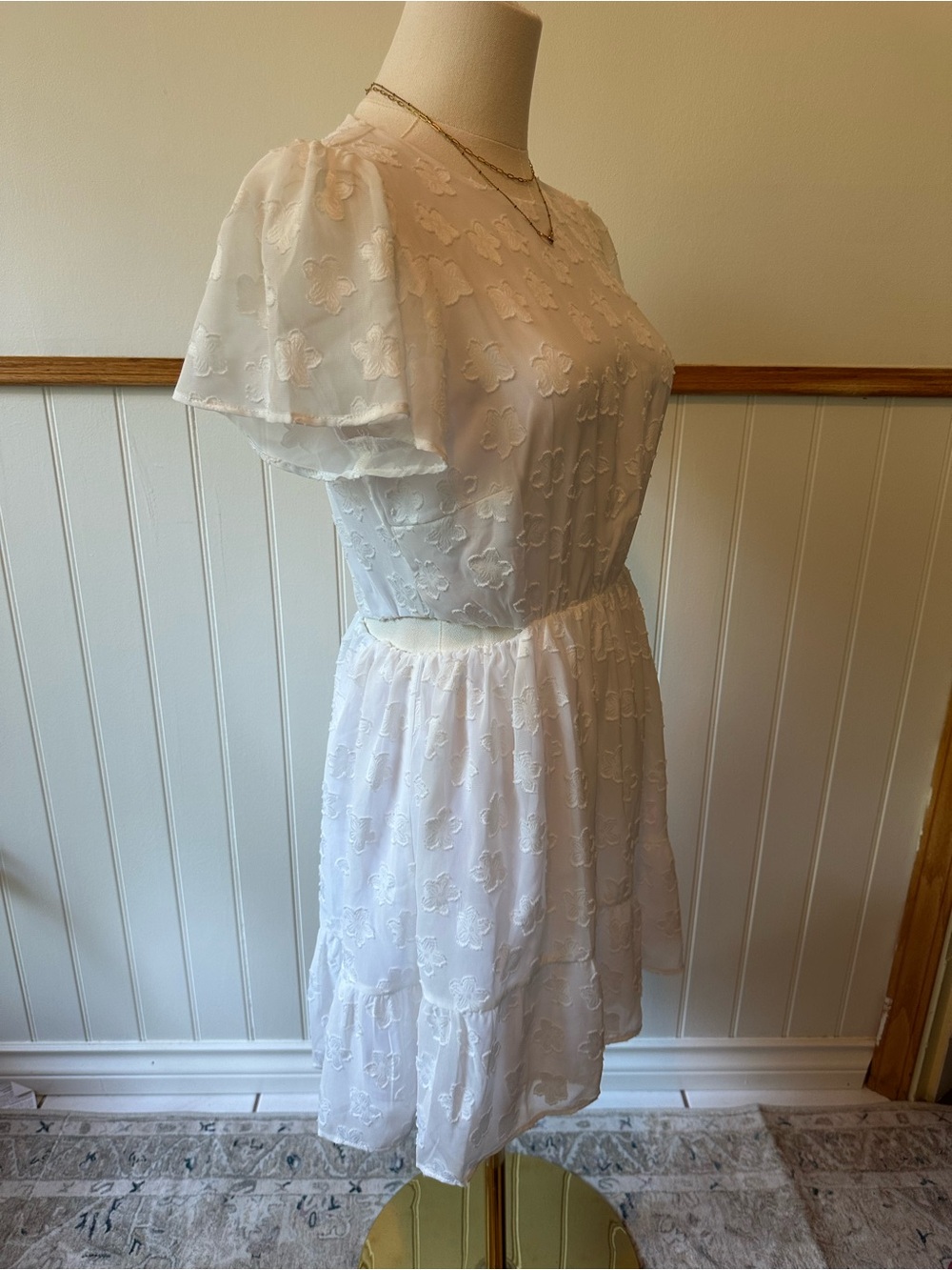 Show Me Your MuMu White Tiered Flutter Mini Dress - Picture 5 of 7
